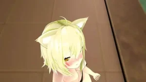 nekomata okayu hentai dance hololive underwear cat girl mmd 3d blonde hair clip 1733440879